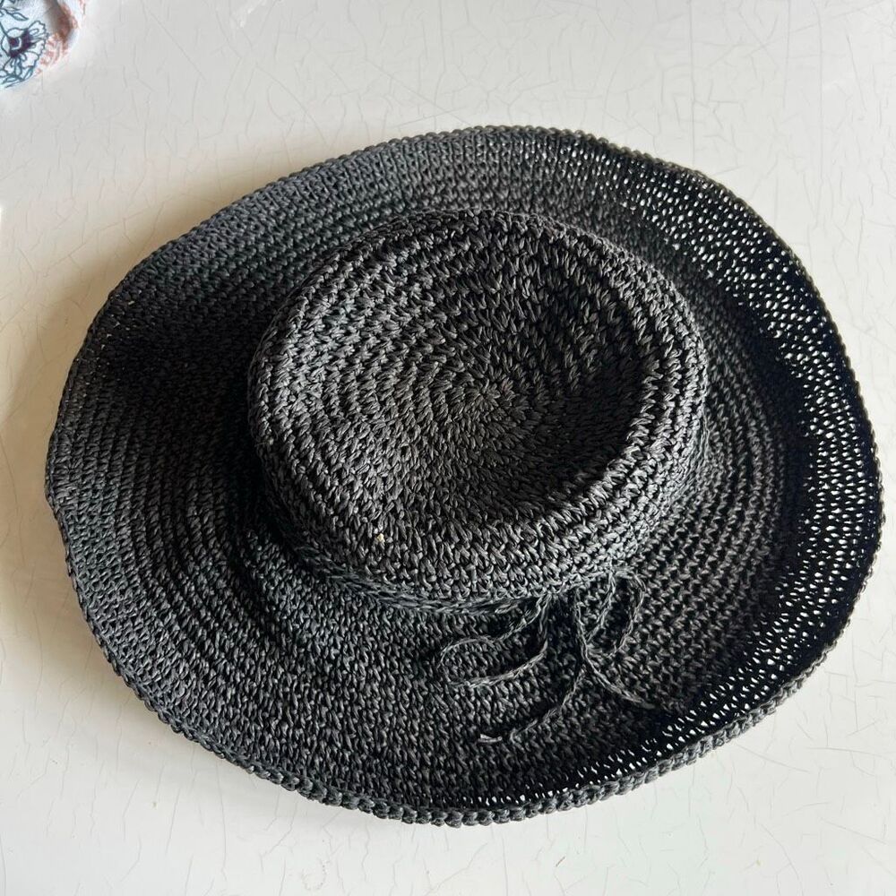 Gap black woven paper straw sun hat